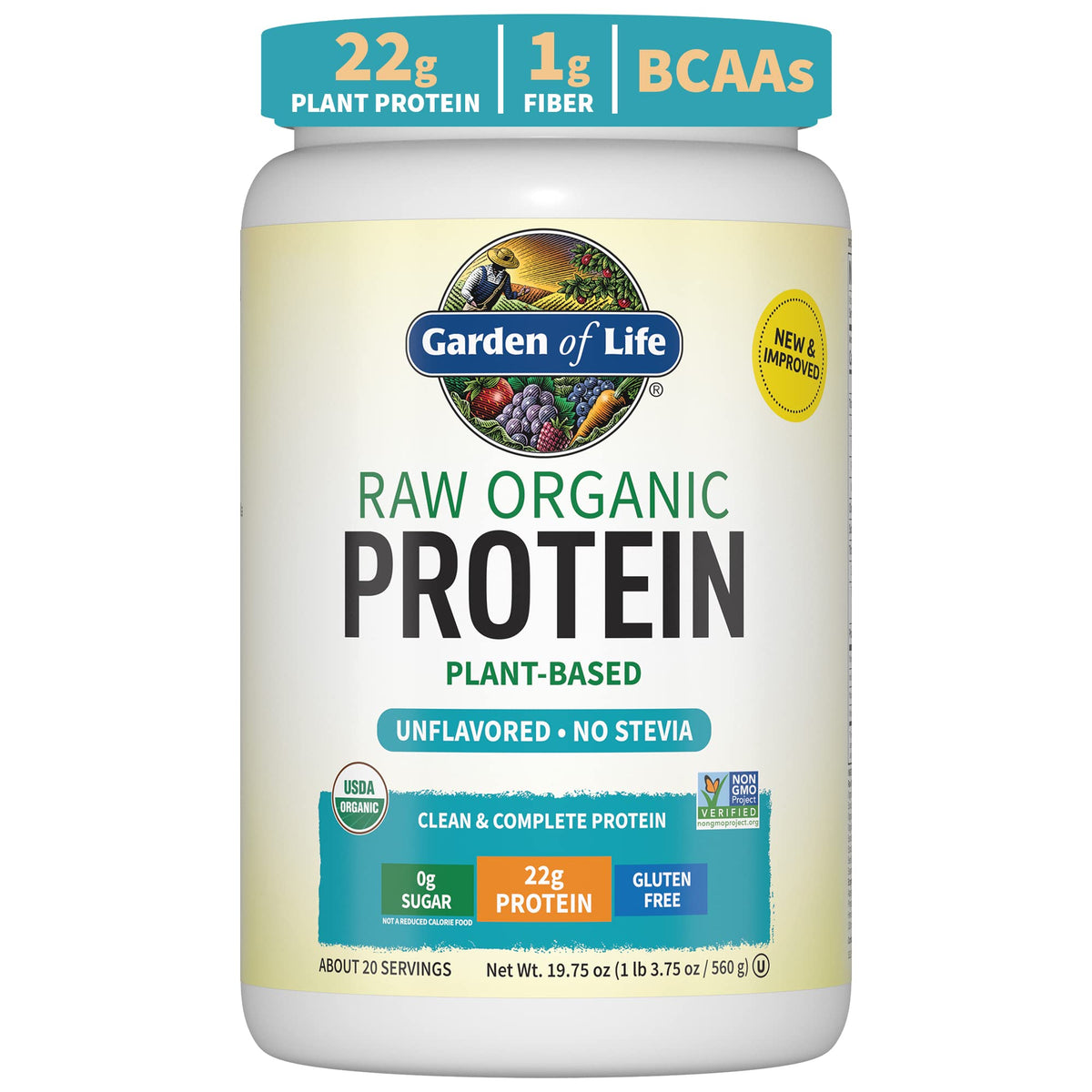 Garden of Life Organic Vegan Protein Powder unflavored pour for smooth shakes