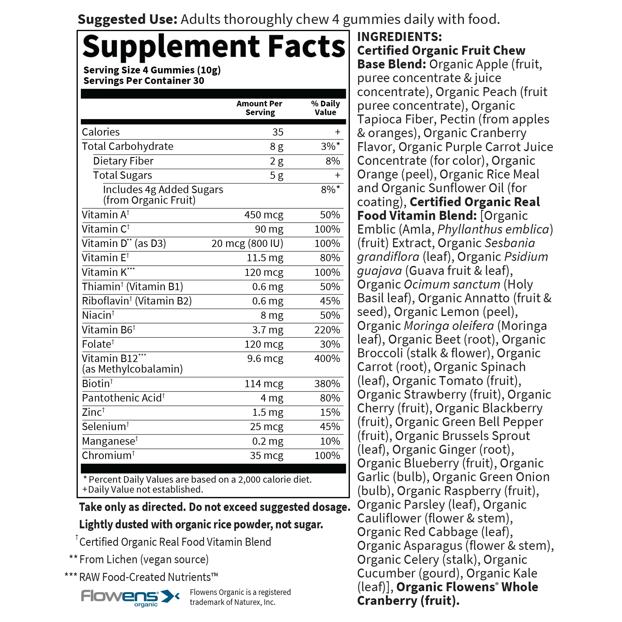 Garden of Life Organics Men 40+ gummies show vegan gluten-free kosher certifications.