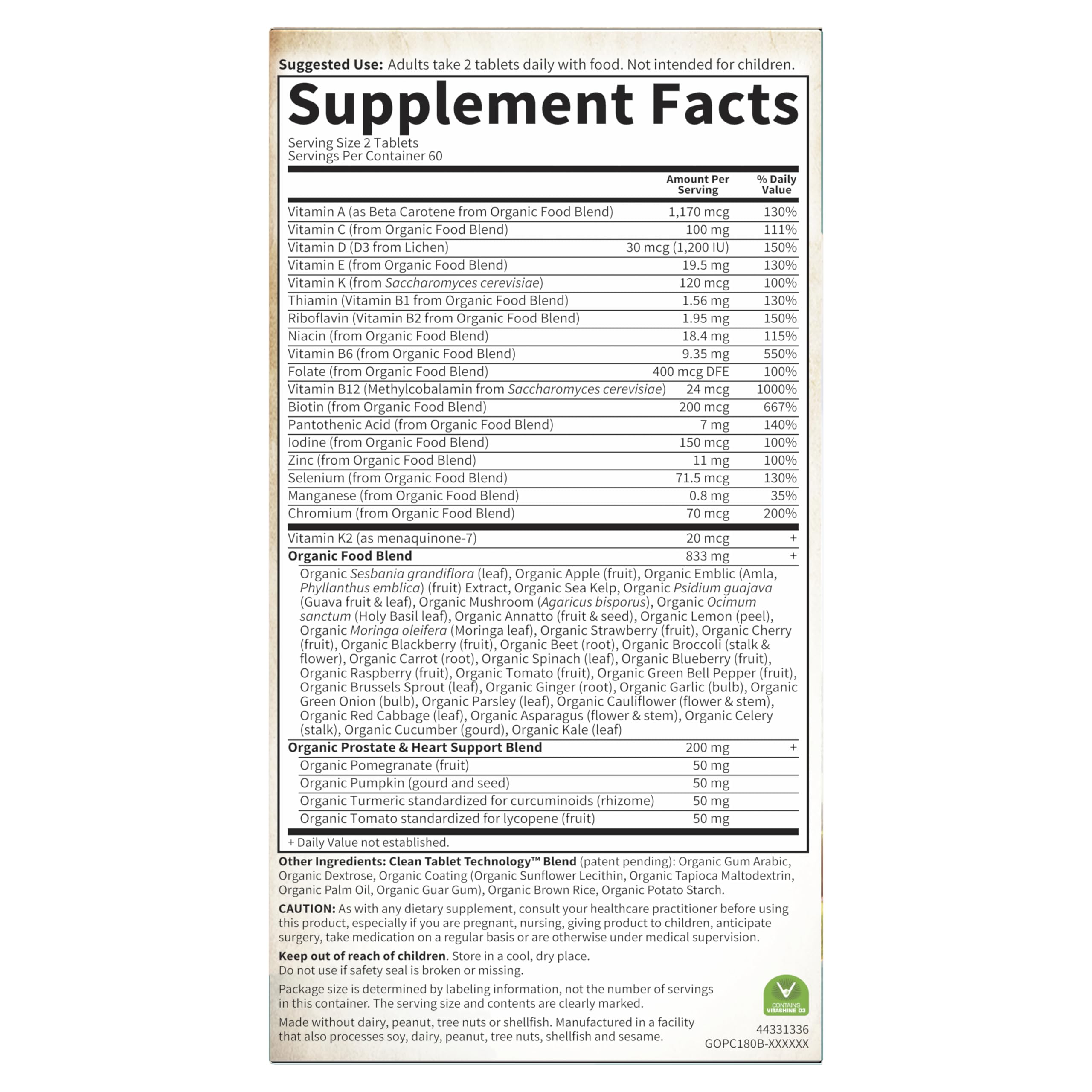 Daily use with Garden of Life Organics Multi 40+ supports vitality.