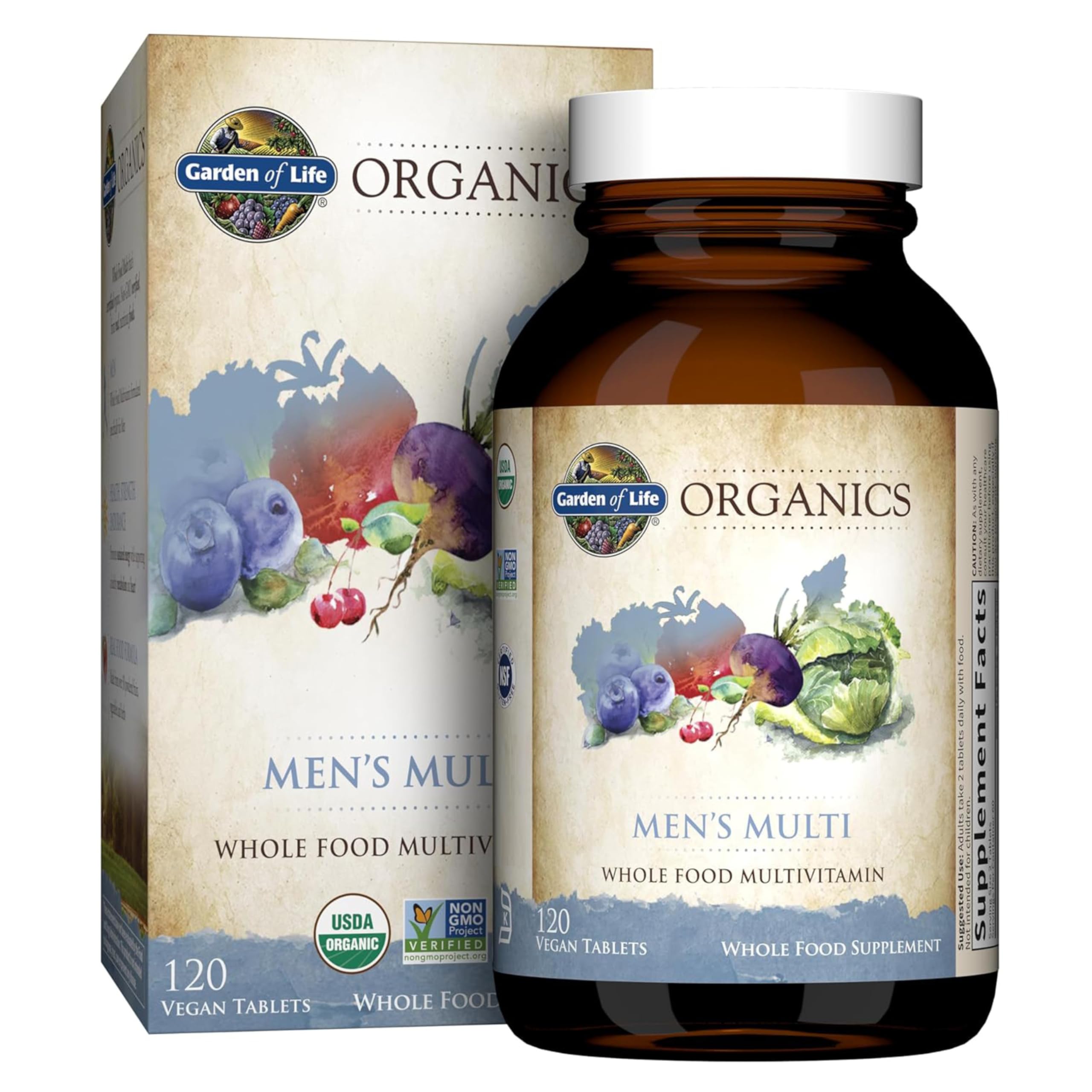 Garden of Life Organics Men's Multi bottle front supports everyday energy.