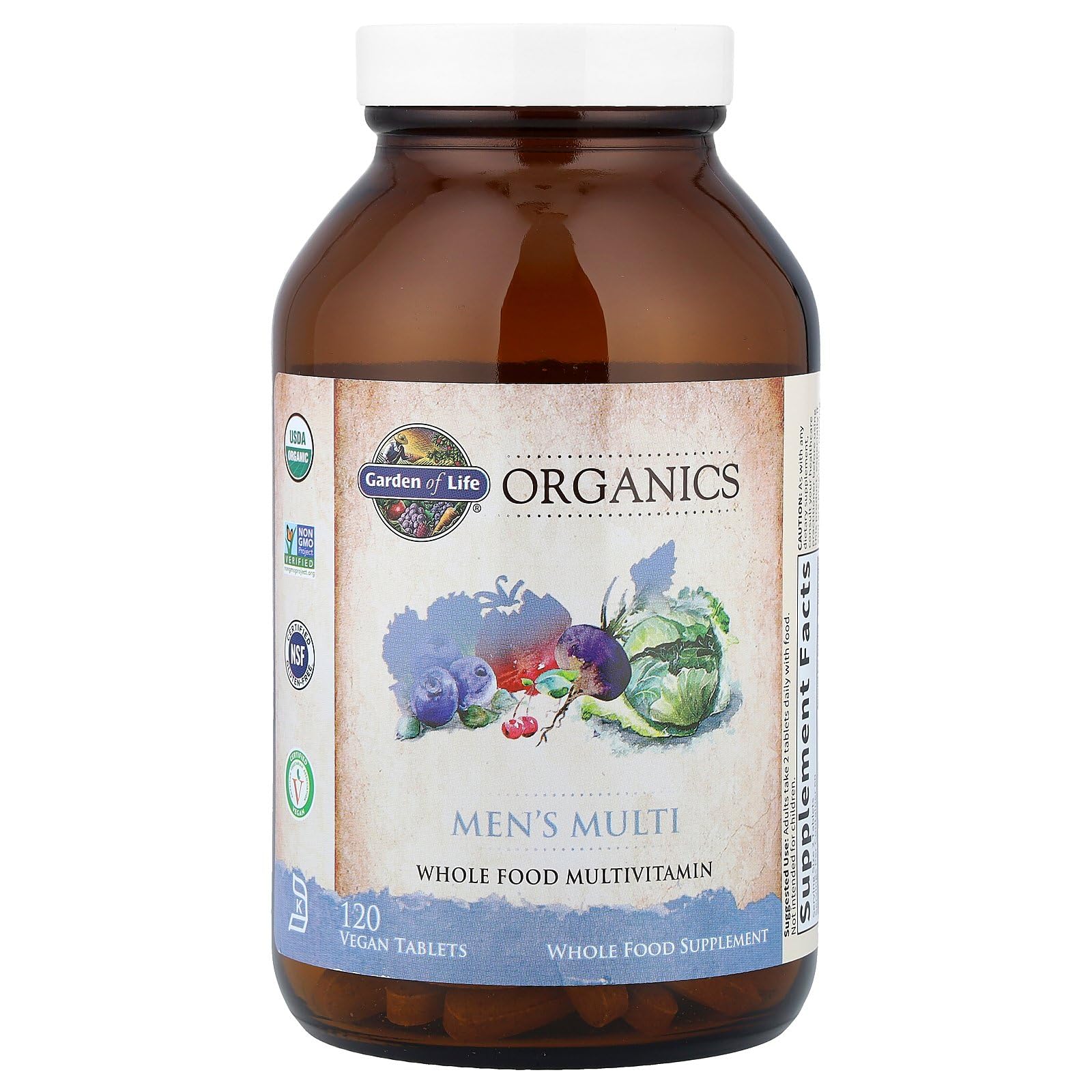Ingredient label highlights organic whole foods used in the formula.
