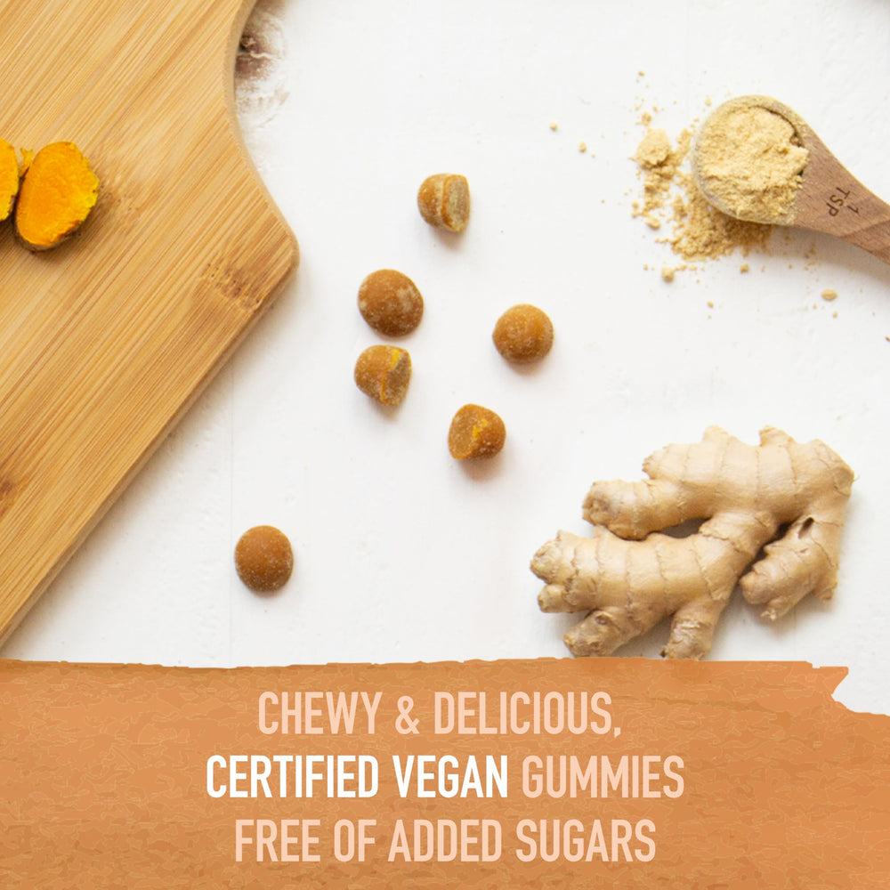 Real fruit pieces in Garden of Life Organics Turmeric Gummy mix, showcasing natural ingredients