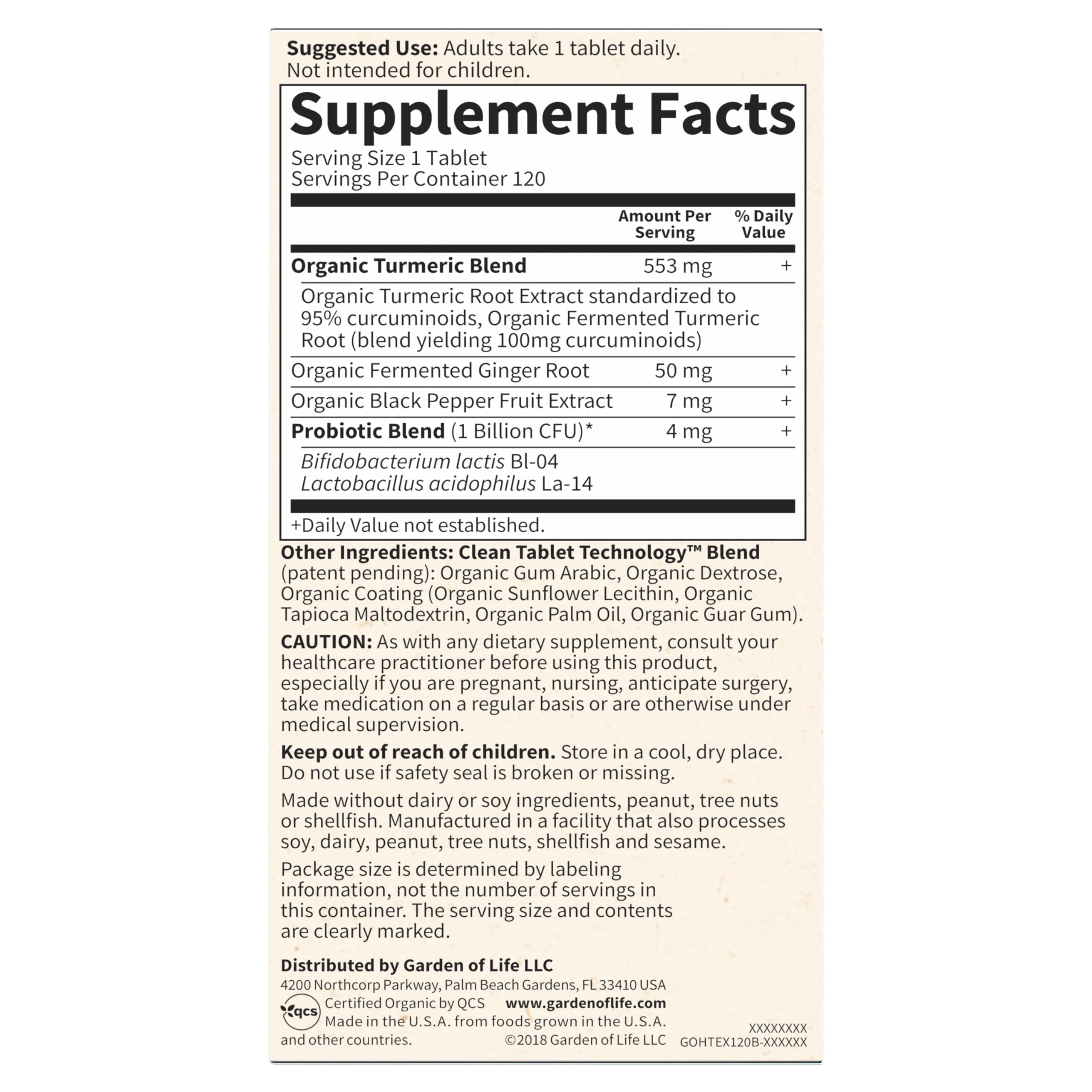 Packaging details showing serving information for daily use