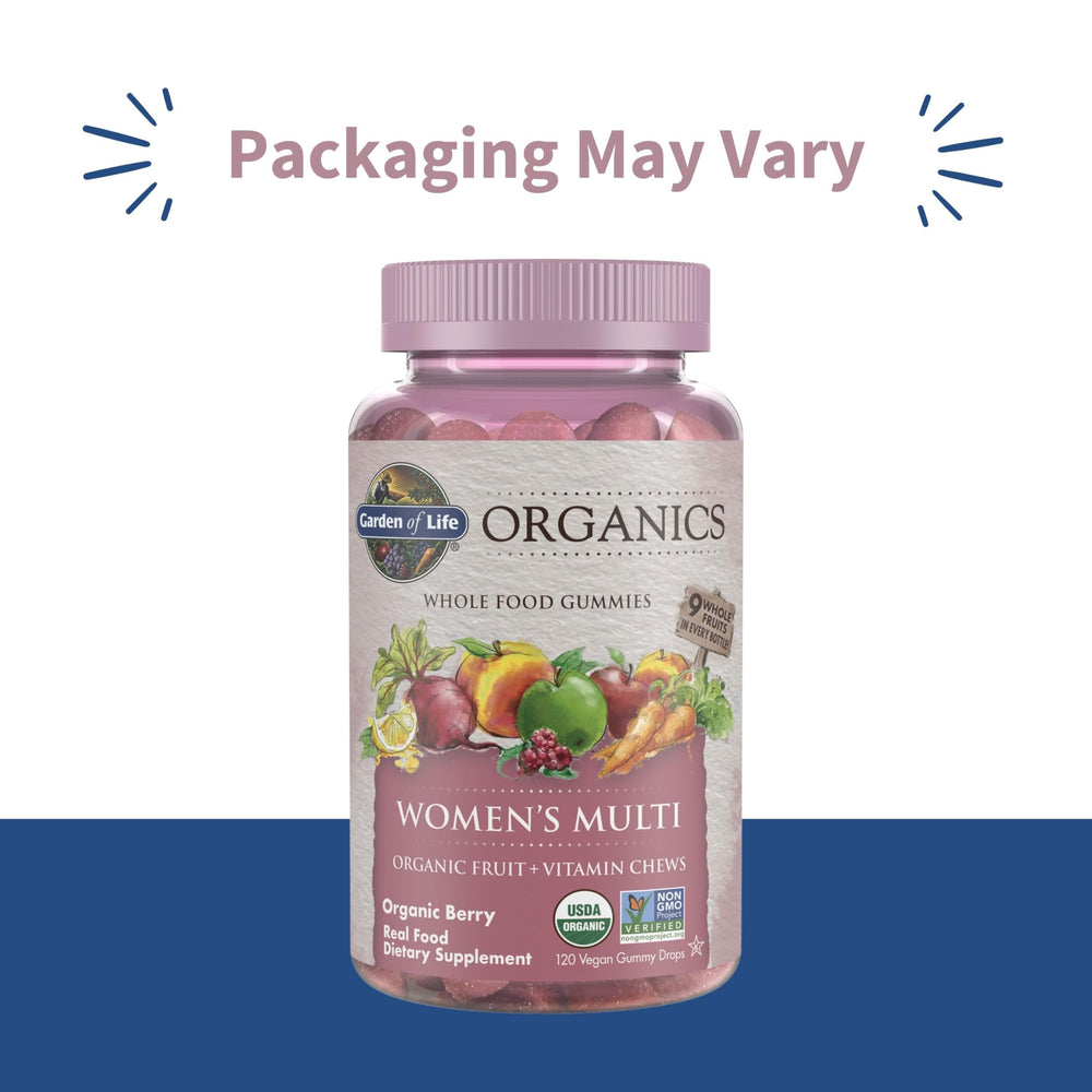 Close-up of Garden of Life Organics Women’s Multi Berry gummies.