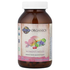 Garden of Life Organics Women’s Multi organic fruits and vegetables provide real-food vitamins.