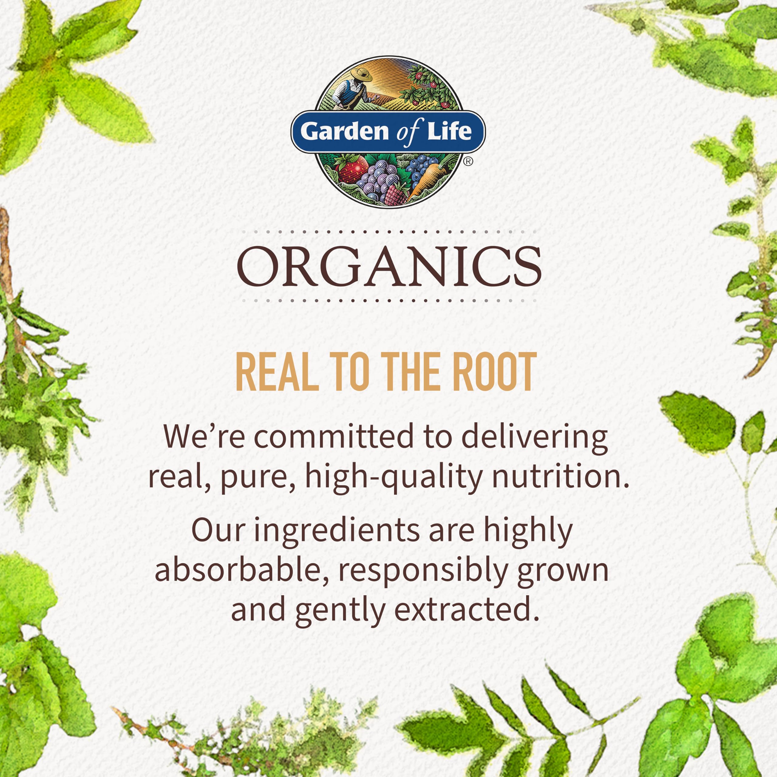 Garden of Life Organics Women 40+ packaging highlights sustainable, organic sourcing.