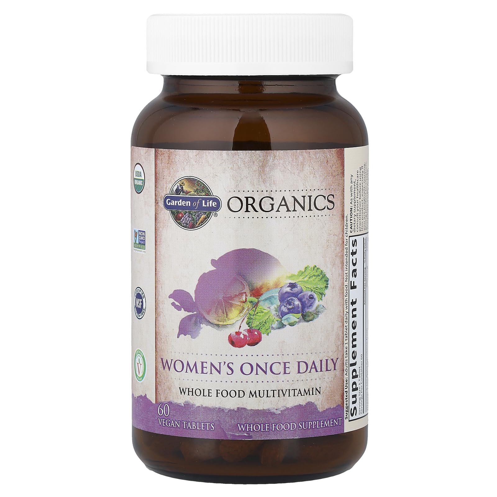 Ingredients list highlights 30 plus organic fruits and vegetables from real foods.