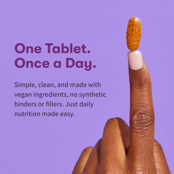 Label shows iron and biotin content for daily beauty support.