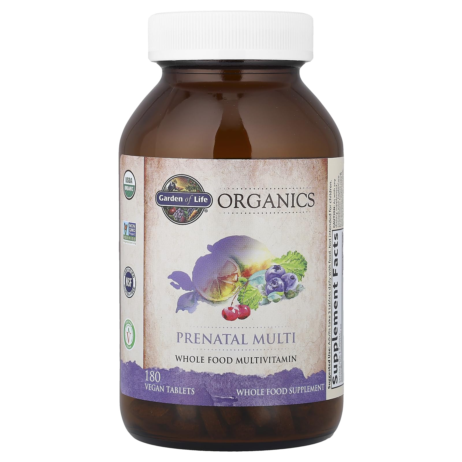 Garden of Life Organics Womens Prenatal with ginger peppermint blend for nausea relief.