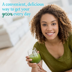Garden of Life Perfect Food greens and spirulina blend on a prep board for digestion