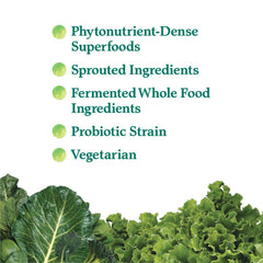 Garden of Life Perfect Food powder tub close-up highlighting 45 superfoods