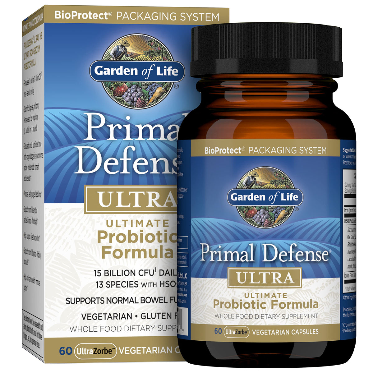 Garden of Life Primal Defense Ultra bottle shown for convenient daily probiotic support.