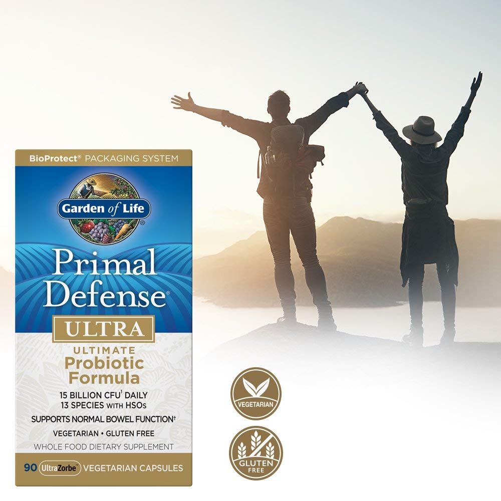 Garden of Life Primal Defense Ultra gluten-free vegetarian label on packaging