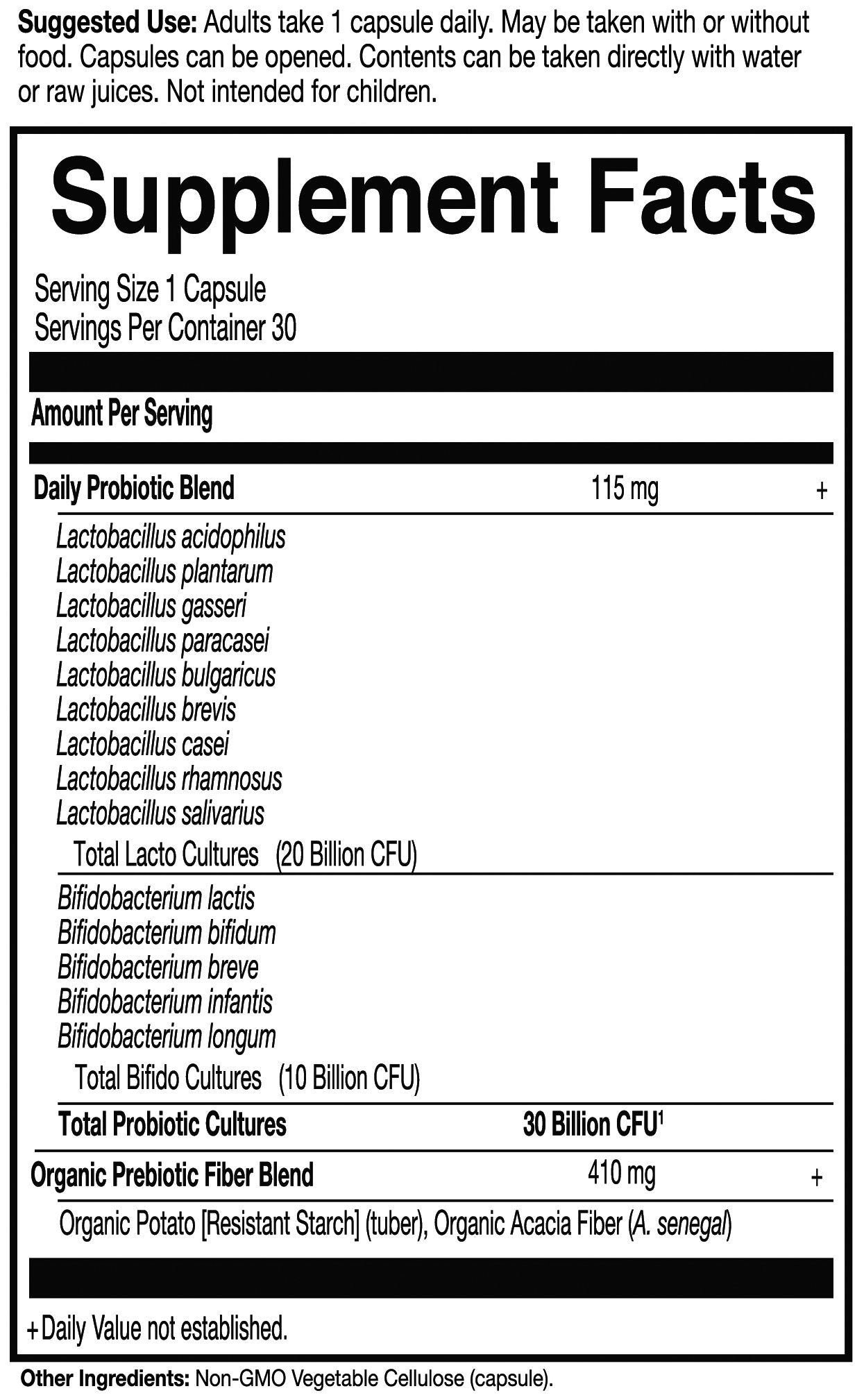 Gluten-free and vegetarian certifications on Garden of Life probiotic packaging