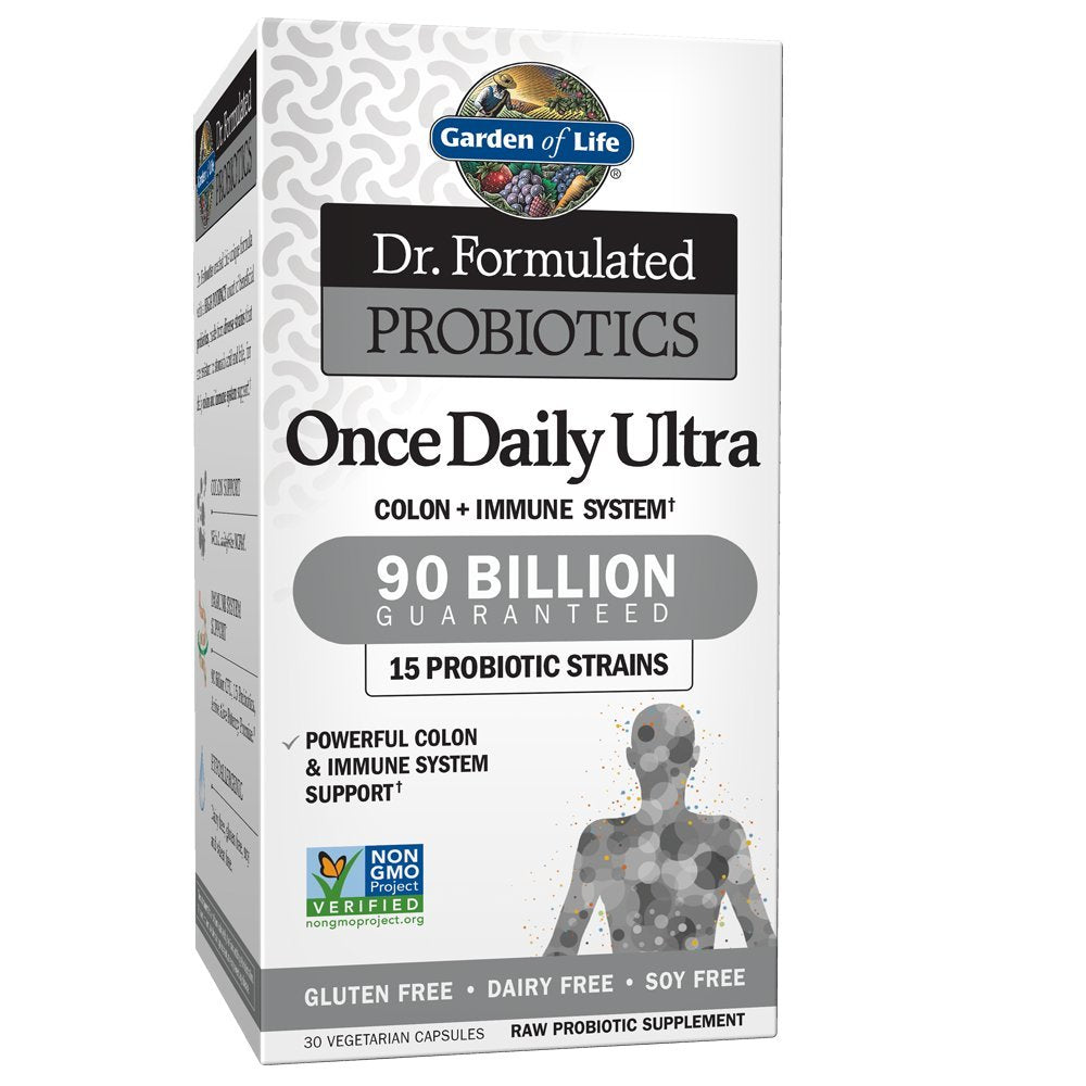 Garden of Life Probiotics bottle front supporting digestive health