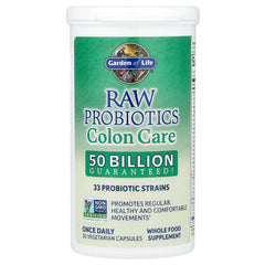 Garden of Life Probiotics Colon Care blend ingredients featuring 33 strains