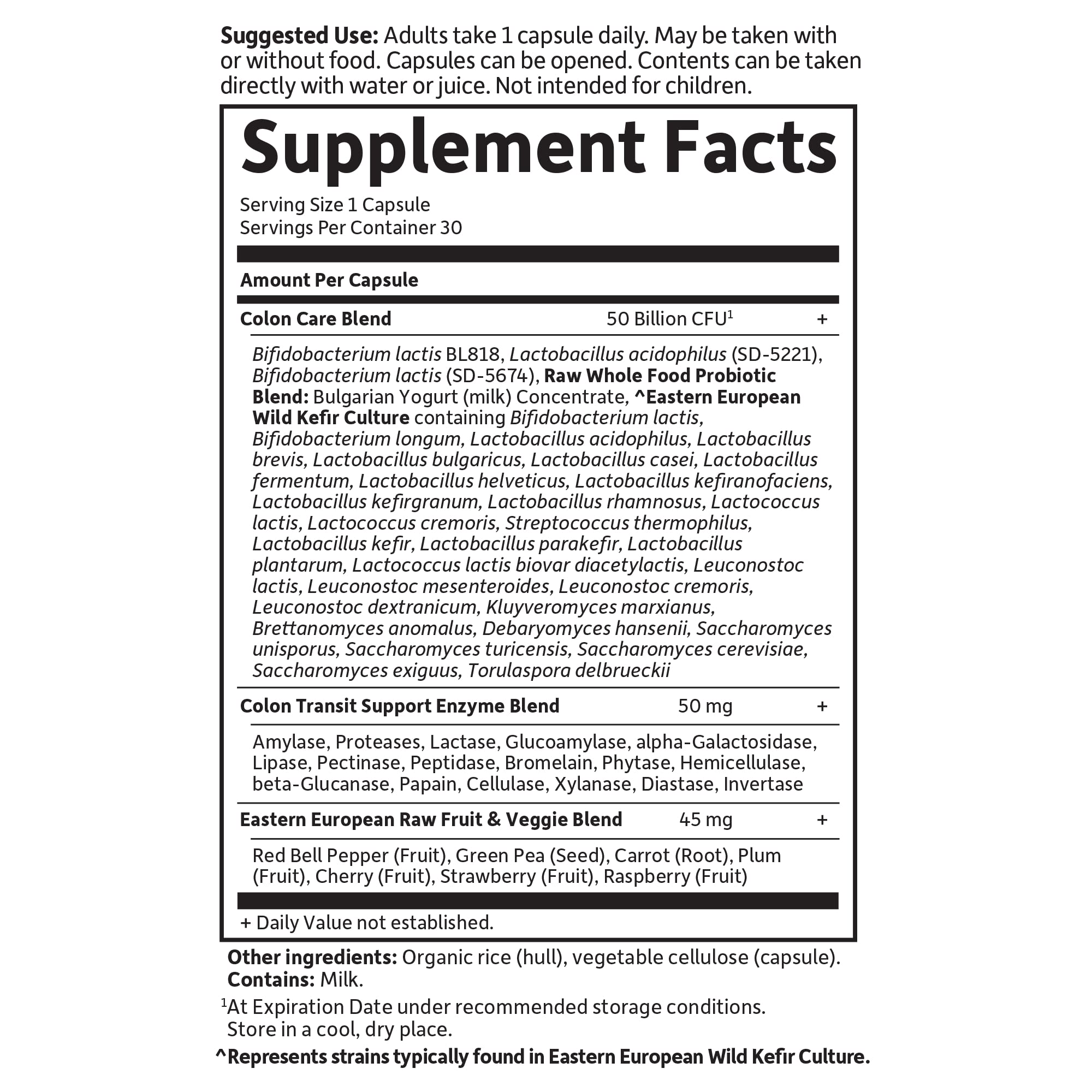 Garden of Life Probiotics Colon Care gluten-free and non-GMO certification