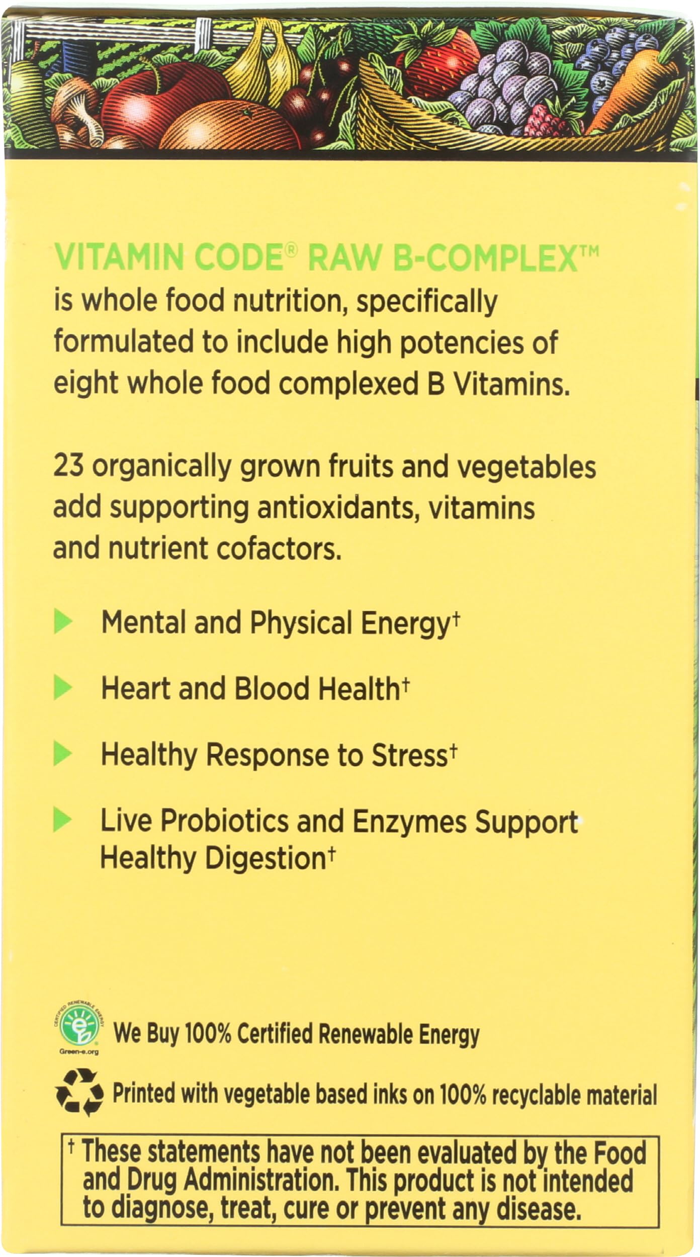 Garden of Life Raw B Complex processed without heat preserves nutrients