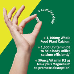 Close-up of Garden of Life Raw Calcium capsules emphasizing raw plant-based formula