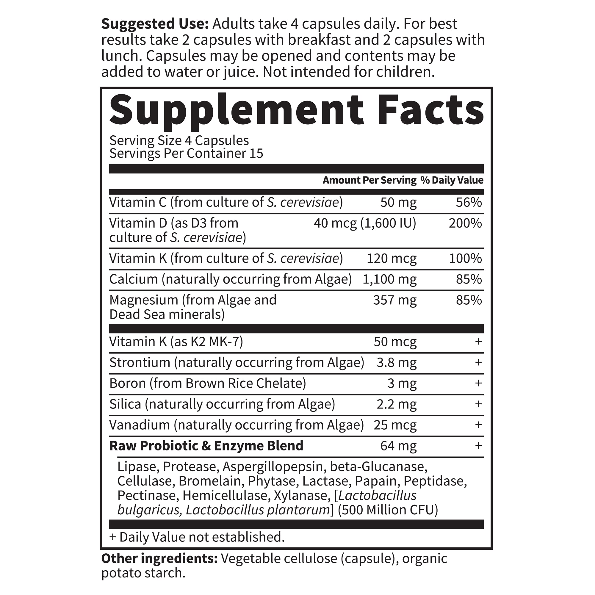 Garden of Life Raw Calcium package highlight live probiotics for digestion