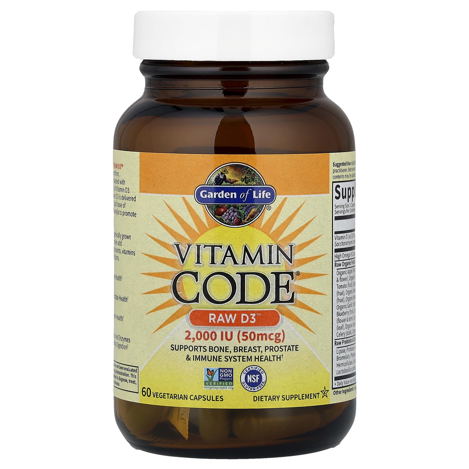 Raw D3 capsules with digestive enzymes for absorption support from Garden of Life.