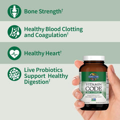 Garden of Life Raw K-Complex bottle packaging on shelf for vegan, non-GMO supplement.