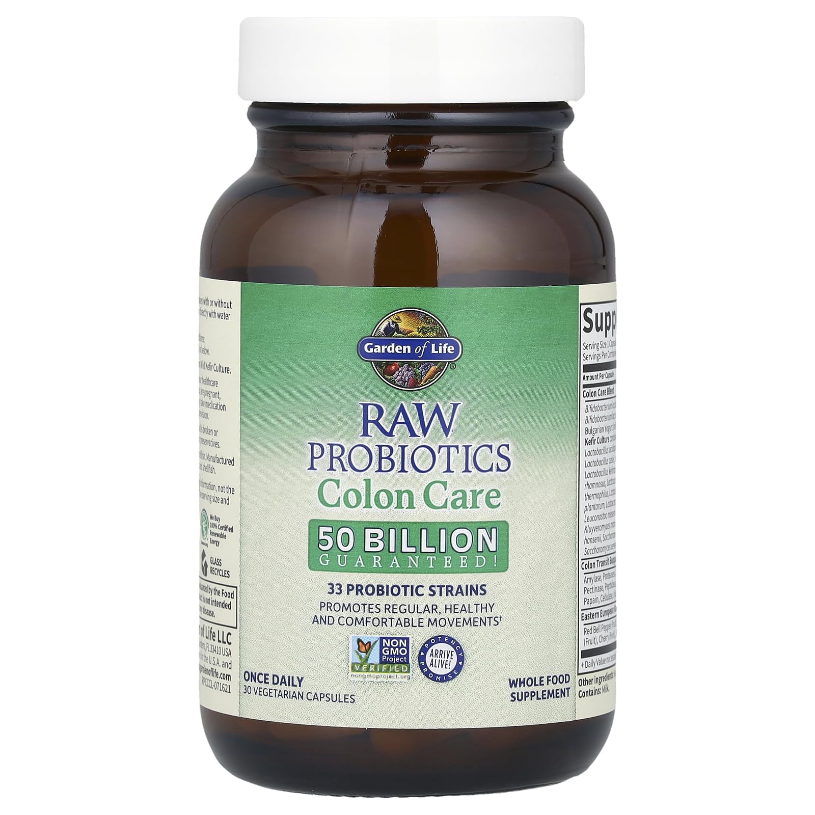 Garden of Life RAW Probiotics Colon Care capsules for easy one-daily use.