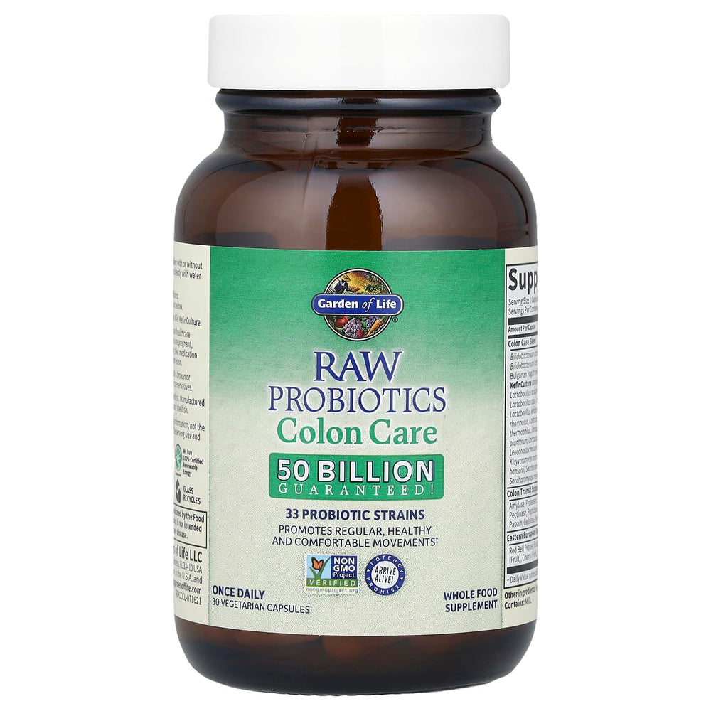 Garden of Life RAW Probiotics Colon Care capsules for easy one-daily use.