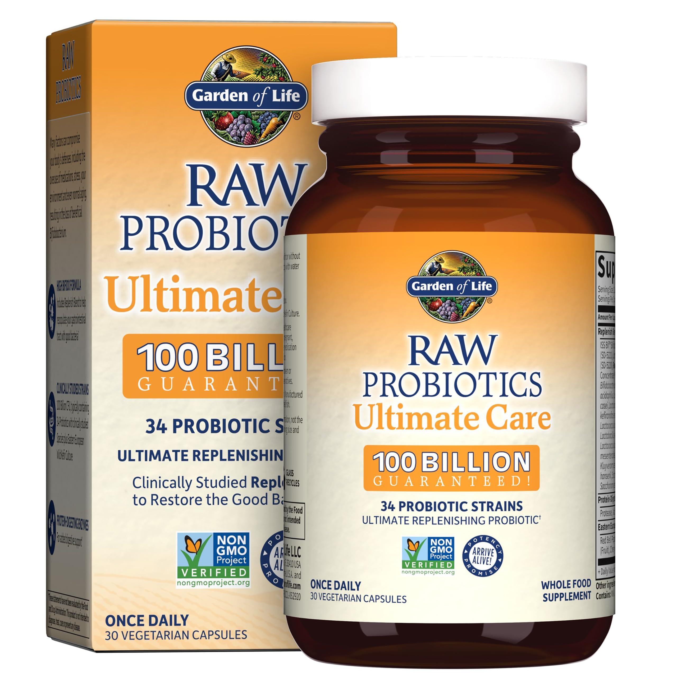 Garden of Life Raw Probiotics Ultimate Care bottle with capsules for daily use