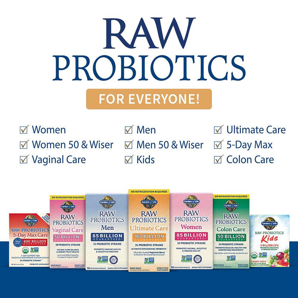 Garden of Life Raw Probiotics Ultimate Care packaging back shows usage directions