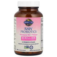 Garden of Life Raw Probiotics capsules closeup ready to support daily digestion.