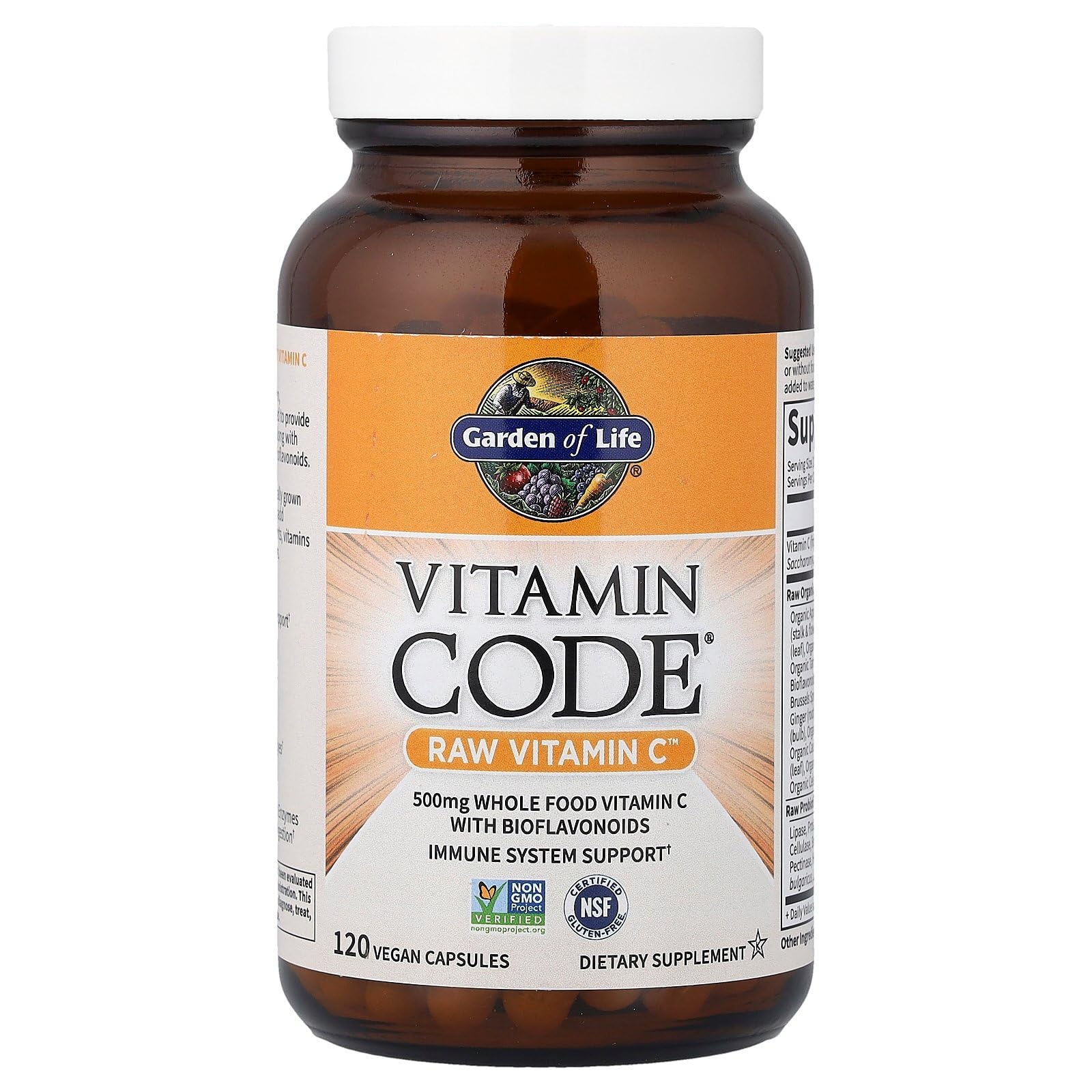 Garden of Life Vitamin Code Raw Vitamin C capsules ready for daily use