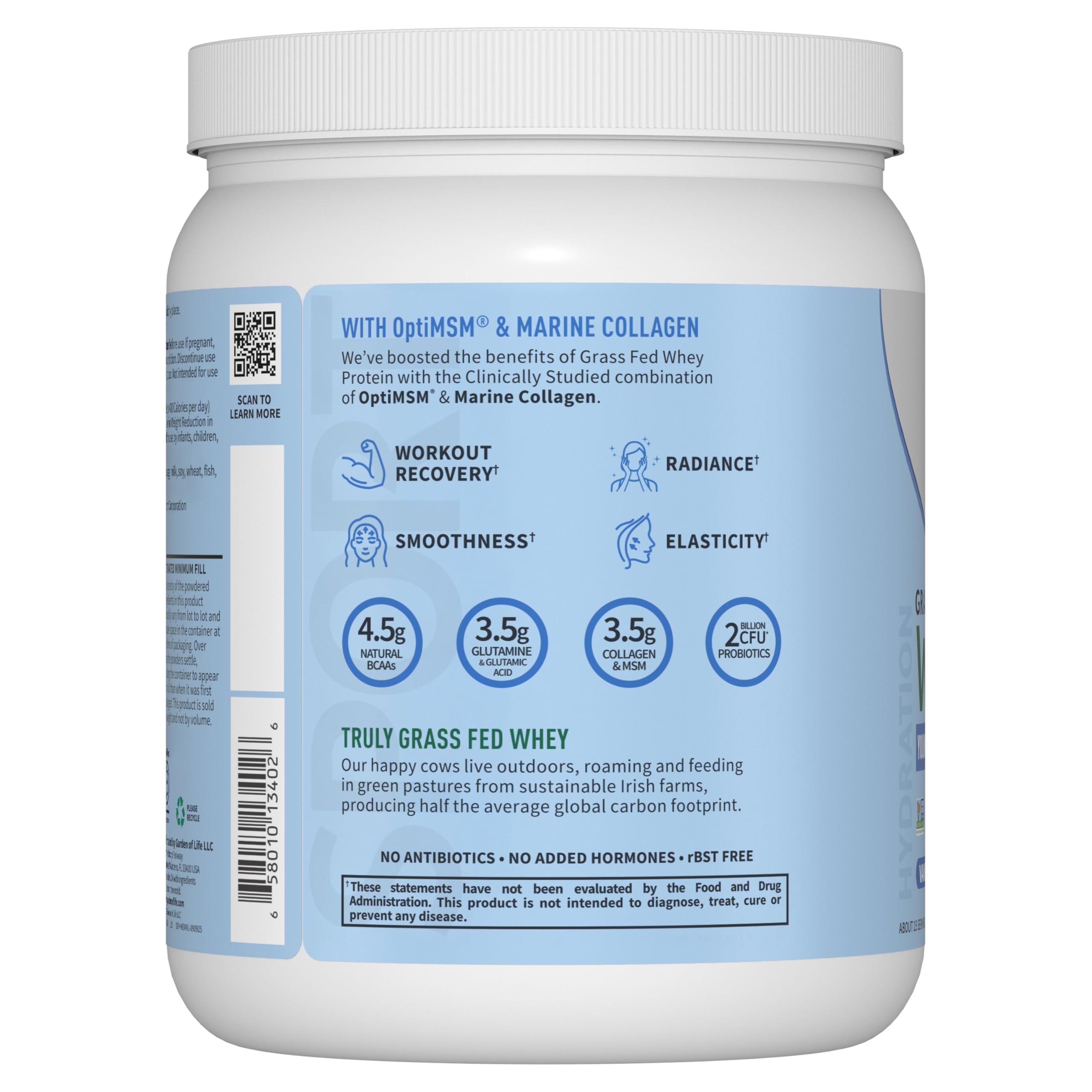 Marine collagen peptides and amino profile highlighted on packaging