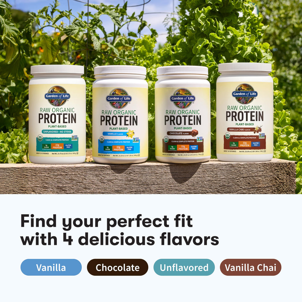 Garden of Life sugar-free vegan protein packaging signals a versatile sugar-free option.