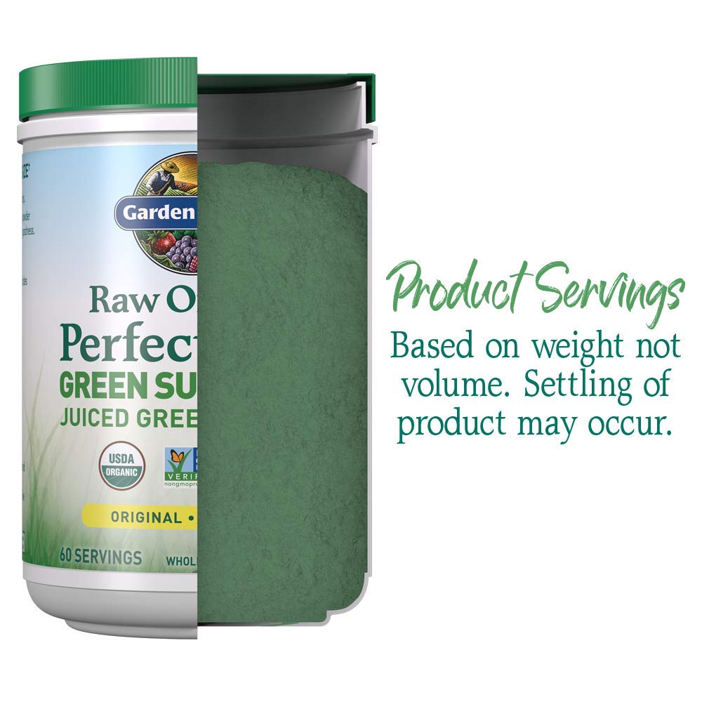 Garden of Life Super Greens ingredients visual with probiotics and enzymes
