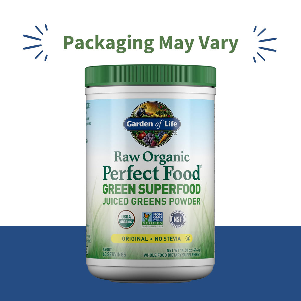 Garden of Life Super Greens powder scoop ready for a nutrient-rich smoothie