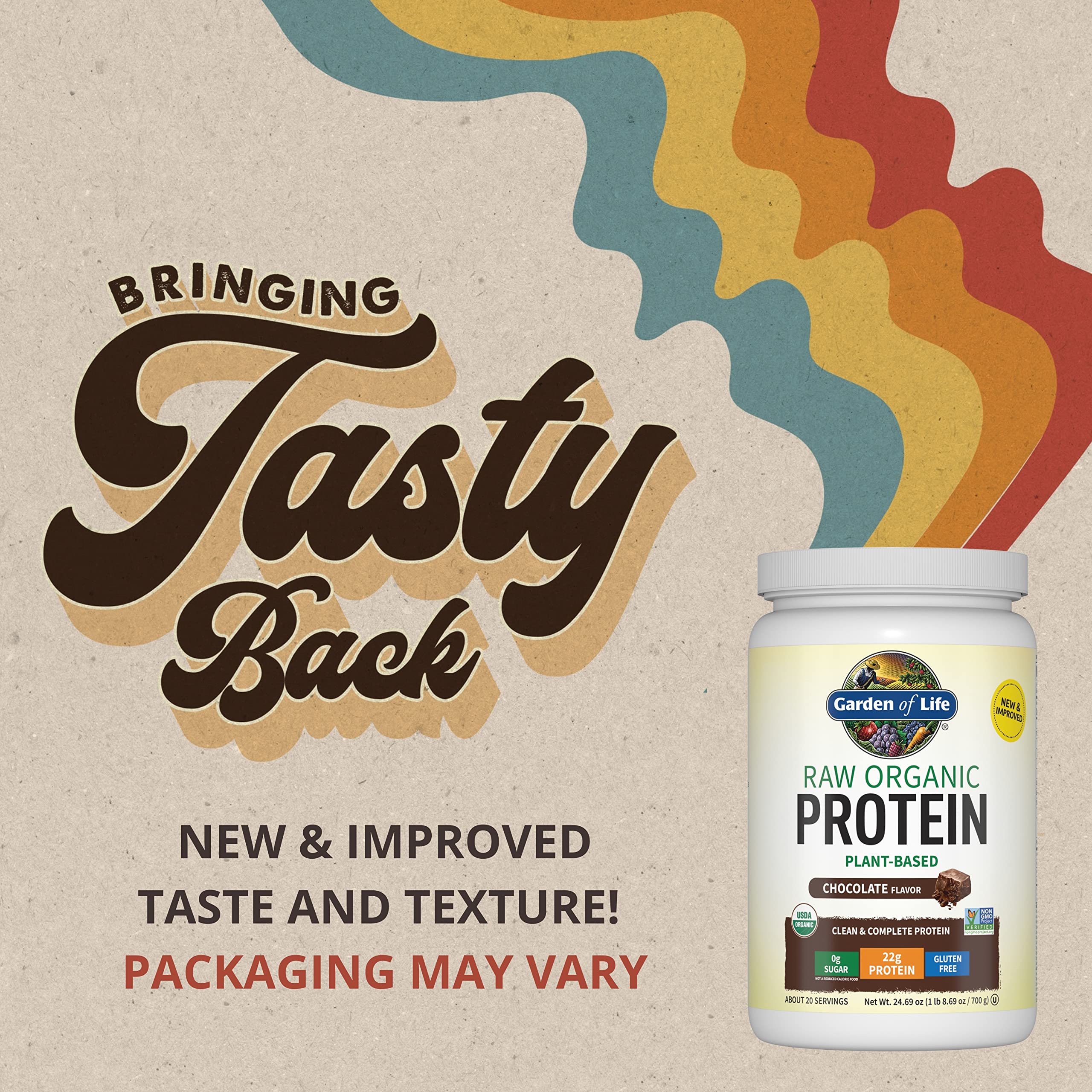 Garden of Life vegan protein with BCAAs highlights post-workout recovery potential.