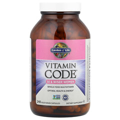 Garden of Life Vitamin Code 50+ bottle with probiotics and enzymes supporting digestion