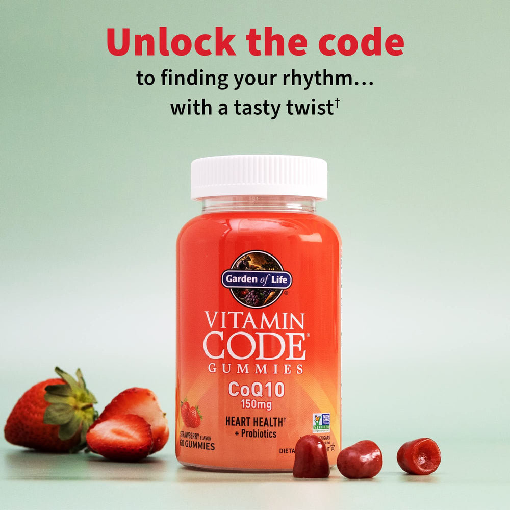 Probiotics label on Garden of Life Vitamin Code CoQ10 Gummies for digestive support.