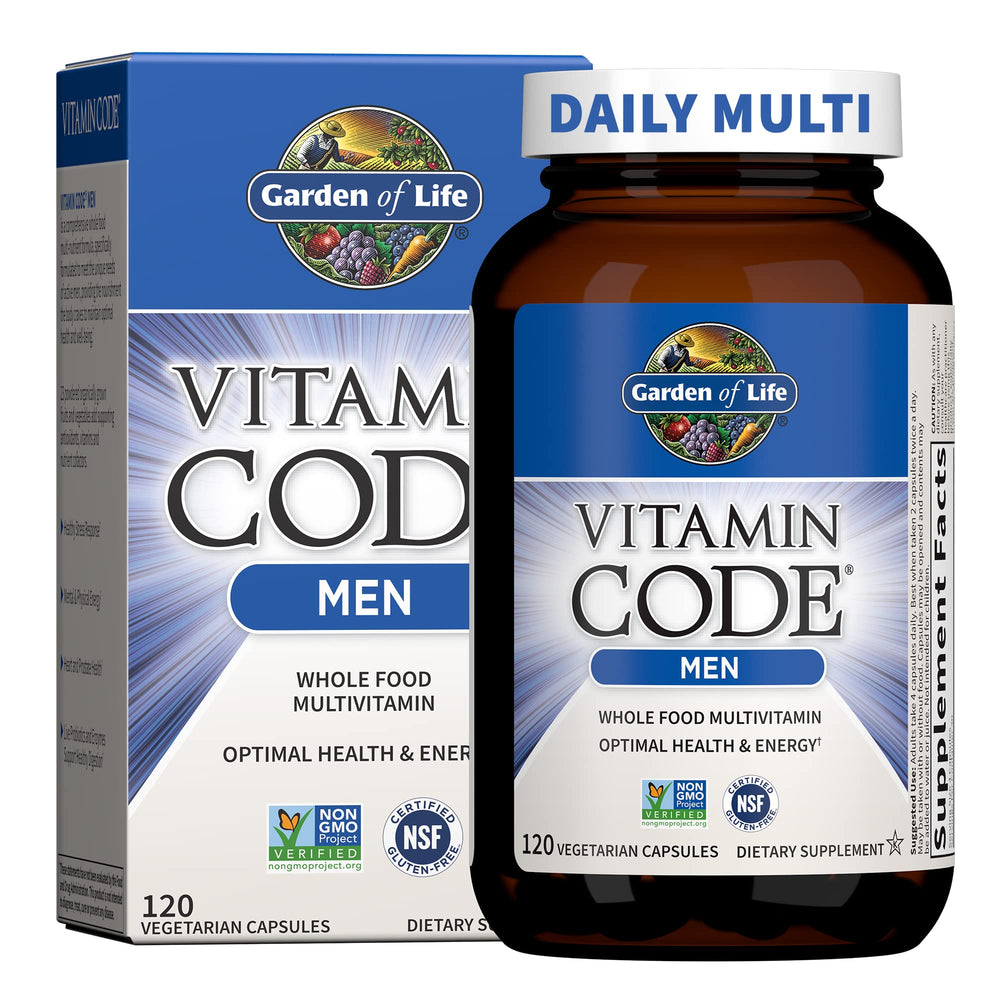 Garden of Life Vitamin Code Men bottle with 120 capsules for daily energy support
