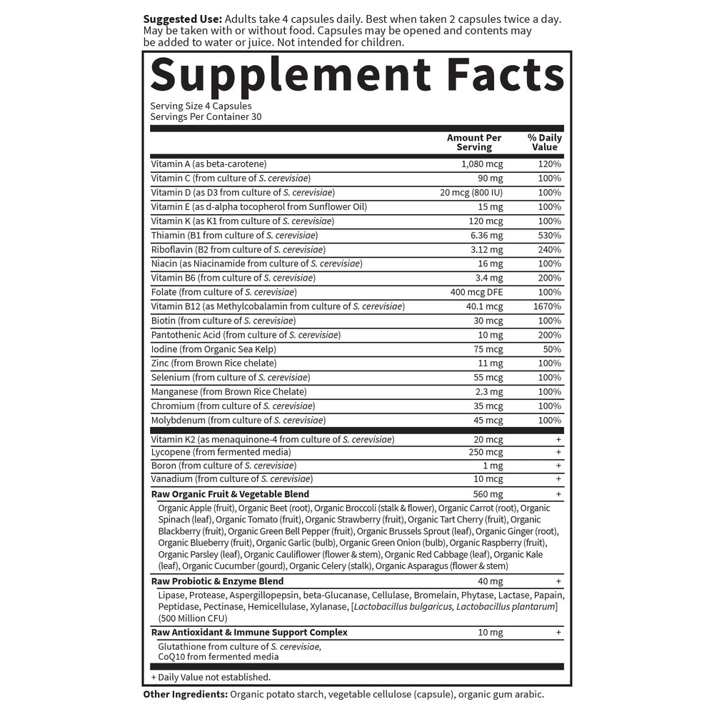 Digestive enzymes and probiotics in Vitamin Code Men support digestion