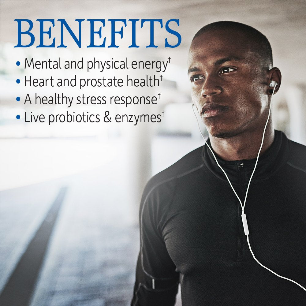 Probiotic capsules from Vitamin Code Men highlighting gut health support