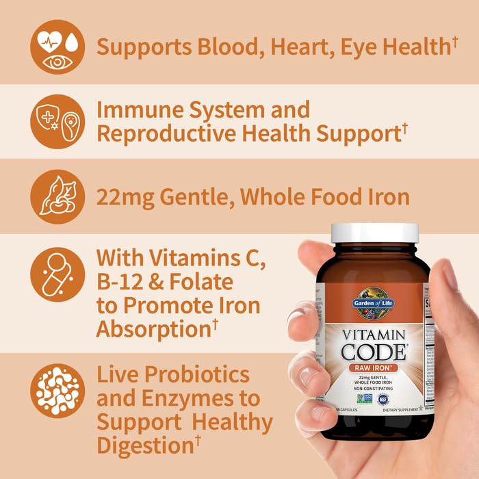 Garden of Life Vitamin Code Raw Iron capsule close-up with natural cofactors