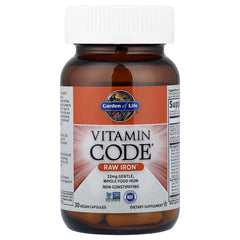 Garden of Life Vitamin Code Raw Iron bottle held in hand for daily use