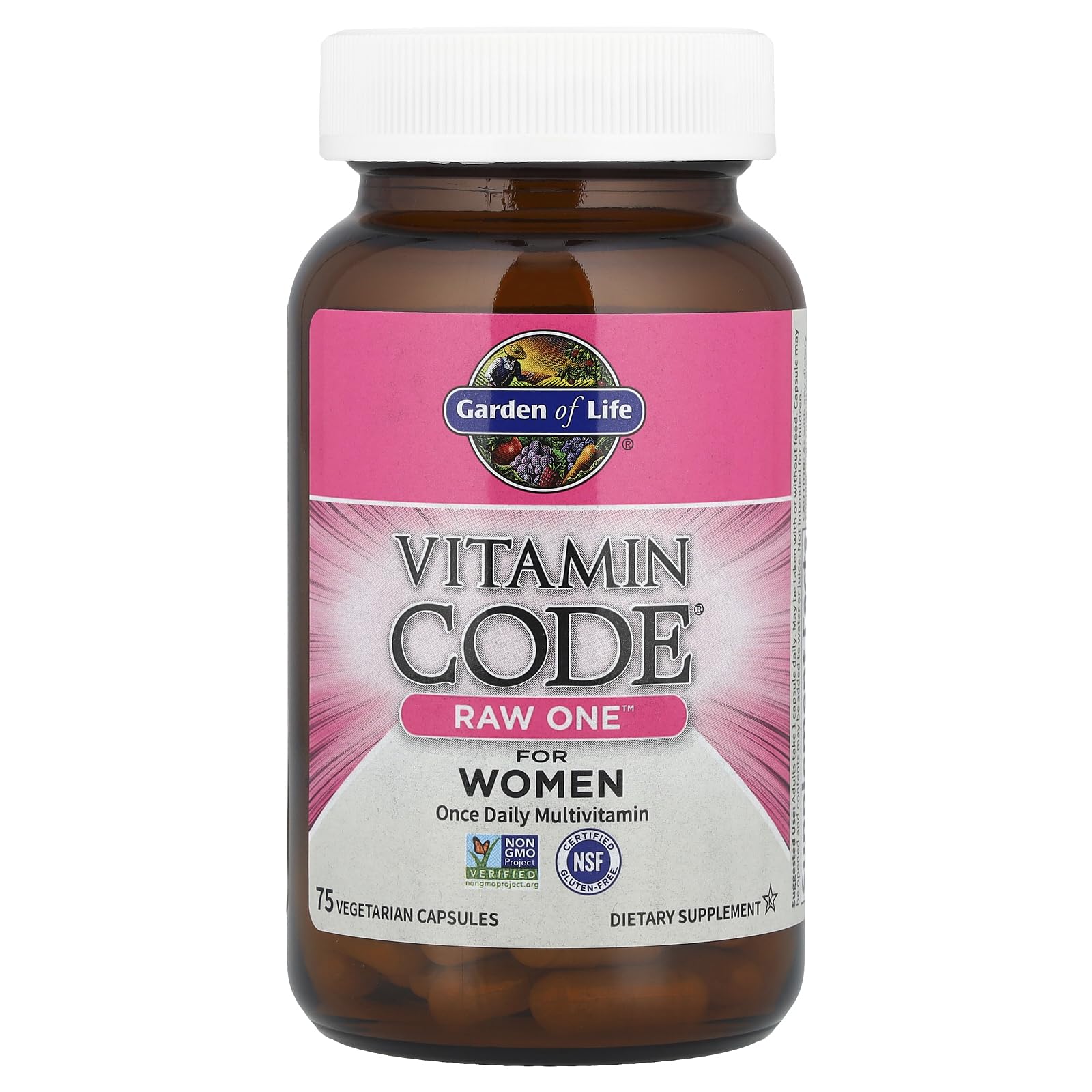 Garden of Life Vitamin Code Raw One for Women raw fruits and vegetables ingredient visuals.