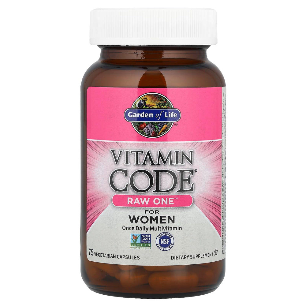 Garden of Life Vitamin Code Raw One for Women raw fruits and vegetables ingredient visuals.