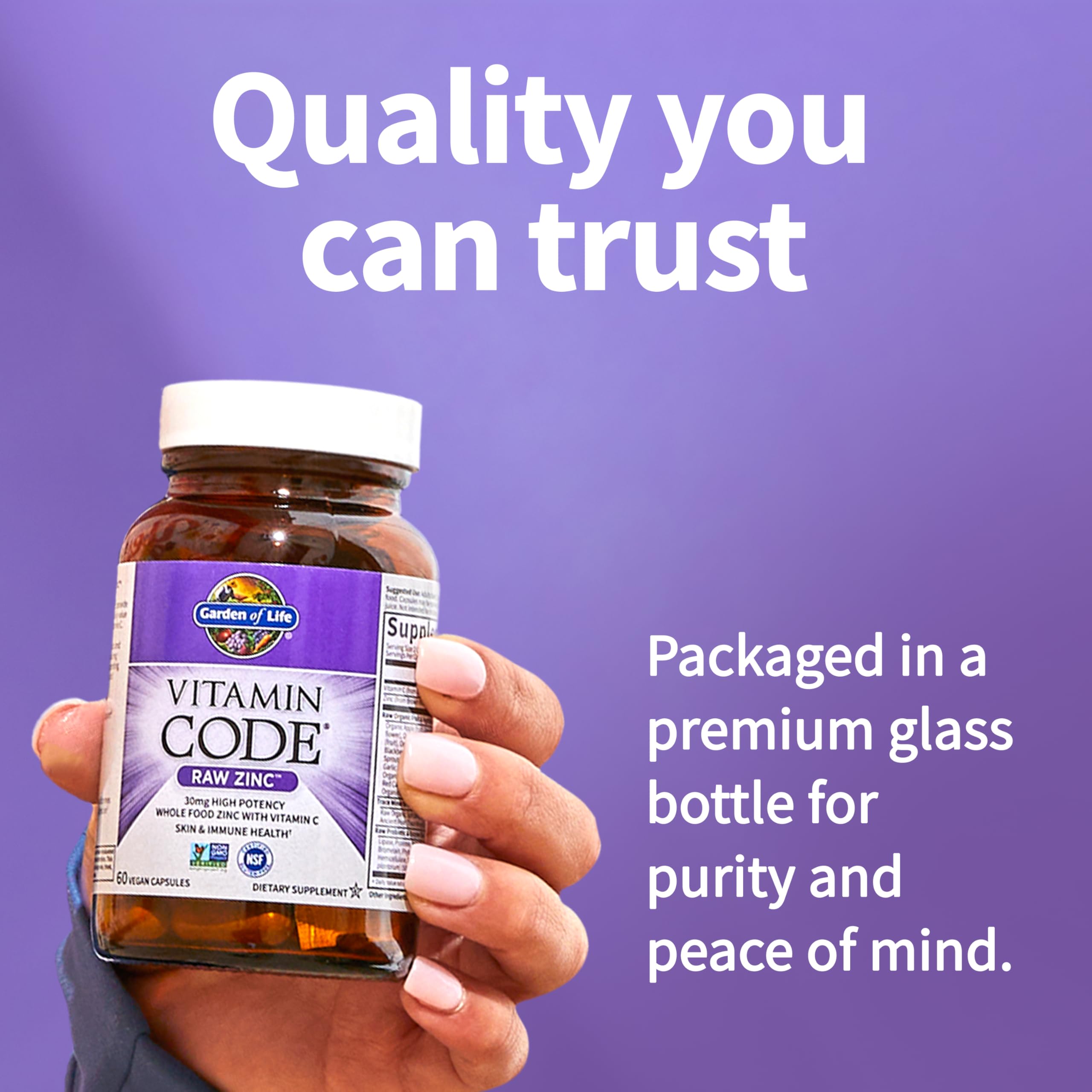 Garden of Life branding on label with natural fruit-and-vegetable blend hints.