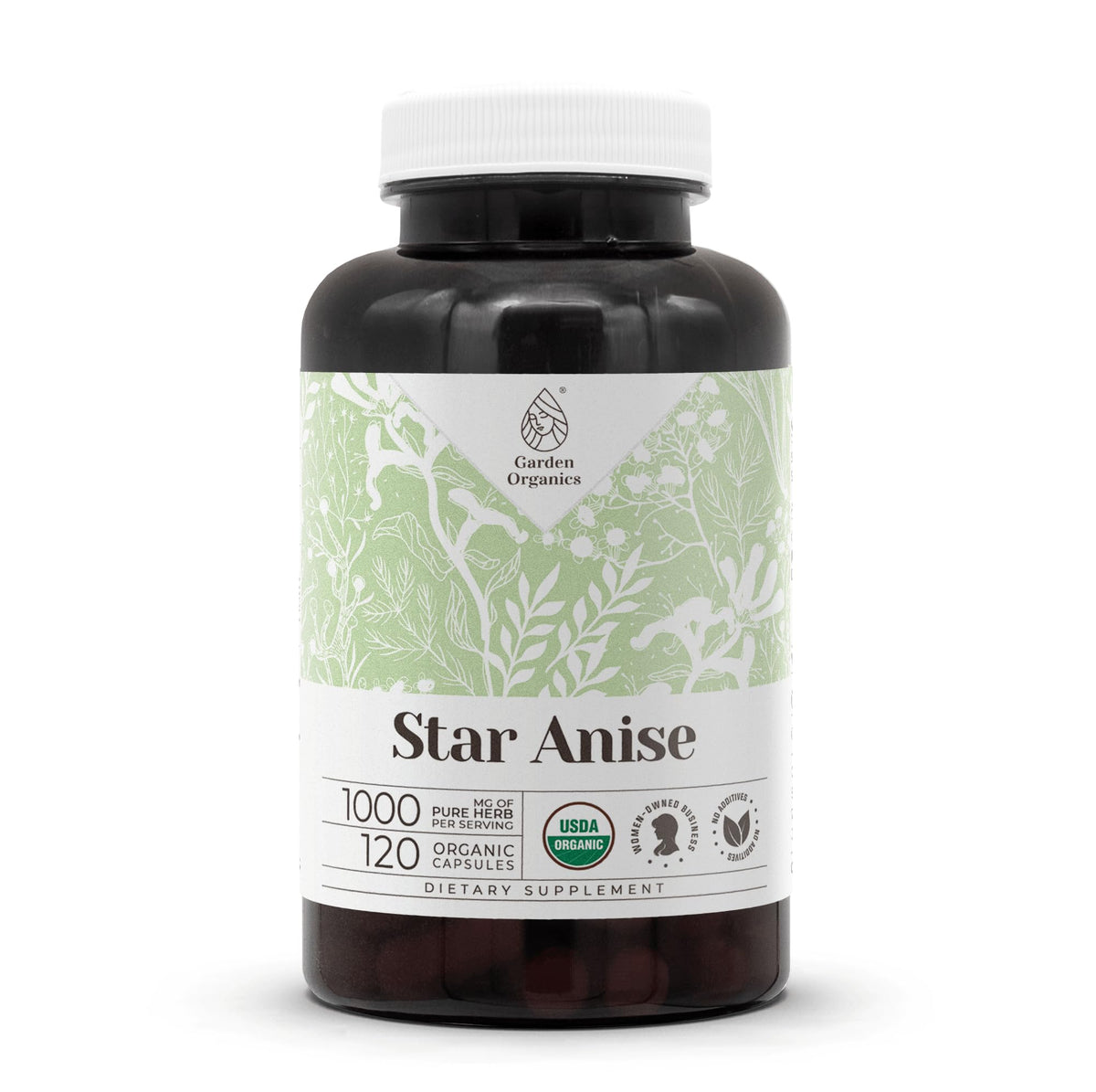 Garden Organics Star Anise Capsules bottle ready for daily wellness routine.