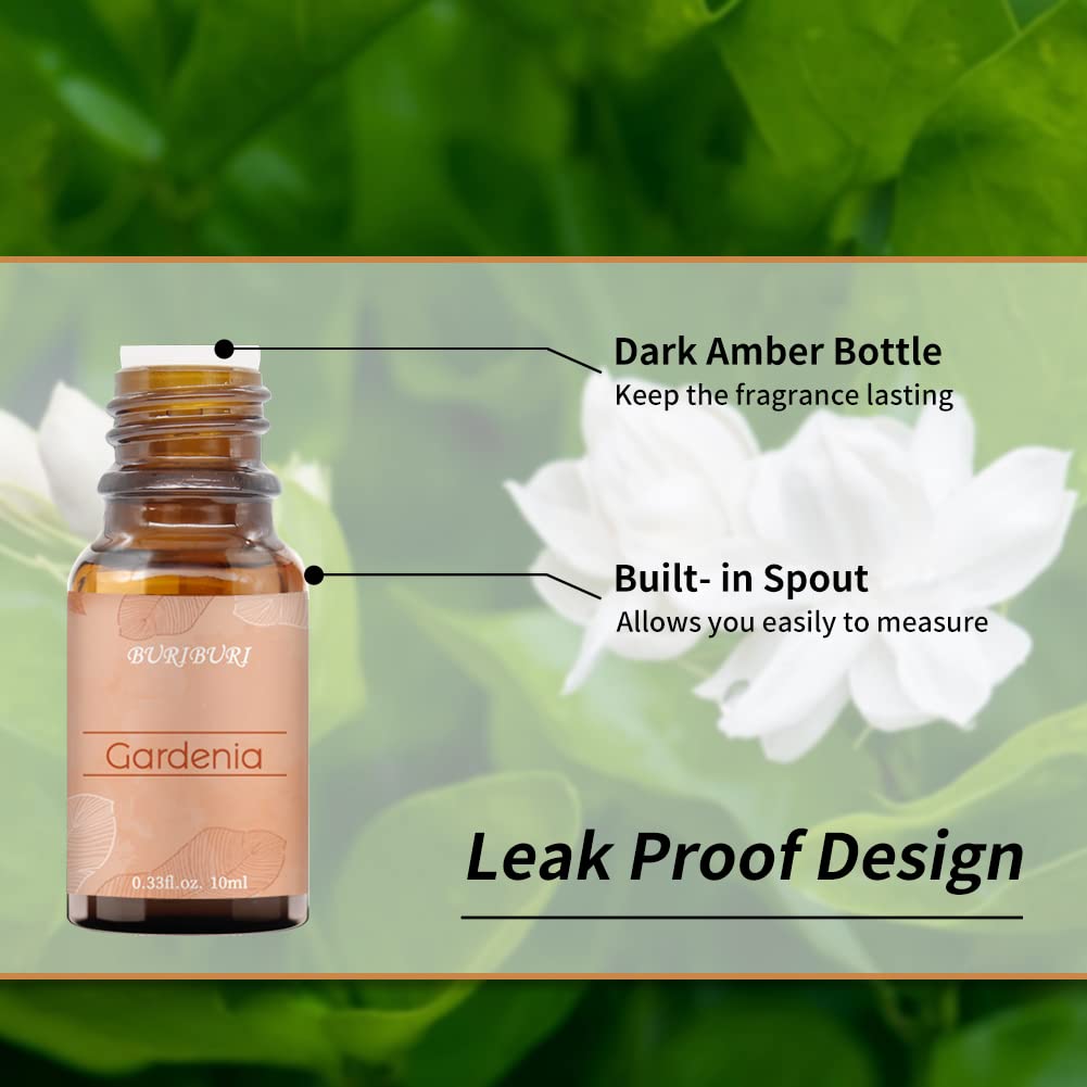 BURIBURI Gardenia essential oil blends with citrus and spice for versatile use.