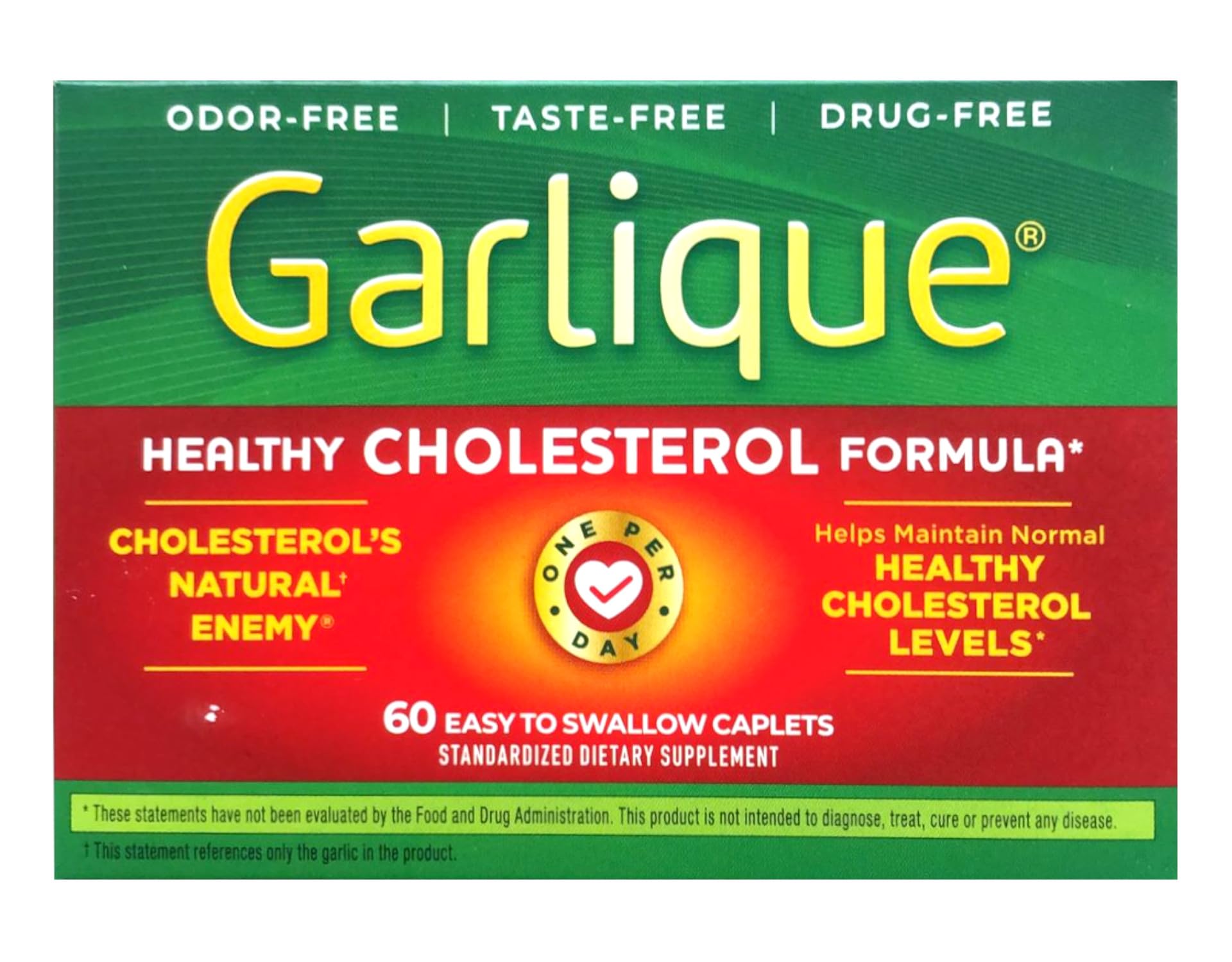 Garlique bottle label close-up emphasizing quality and potency.